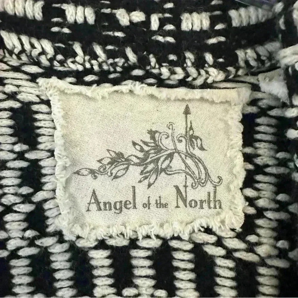 Anthropologie Angel of the North Roenne Cardigan Vest Black White Knit Sz Medium - Picture 8 of 15